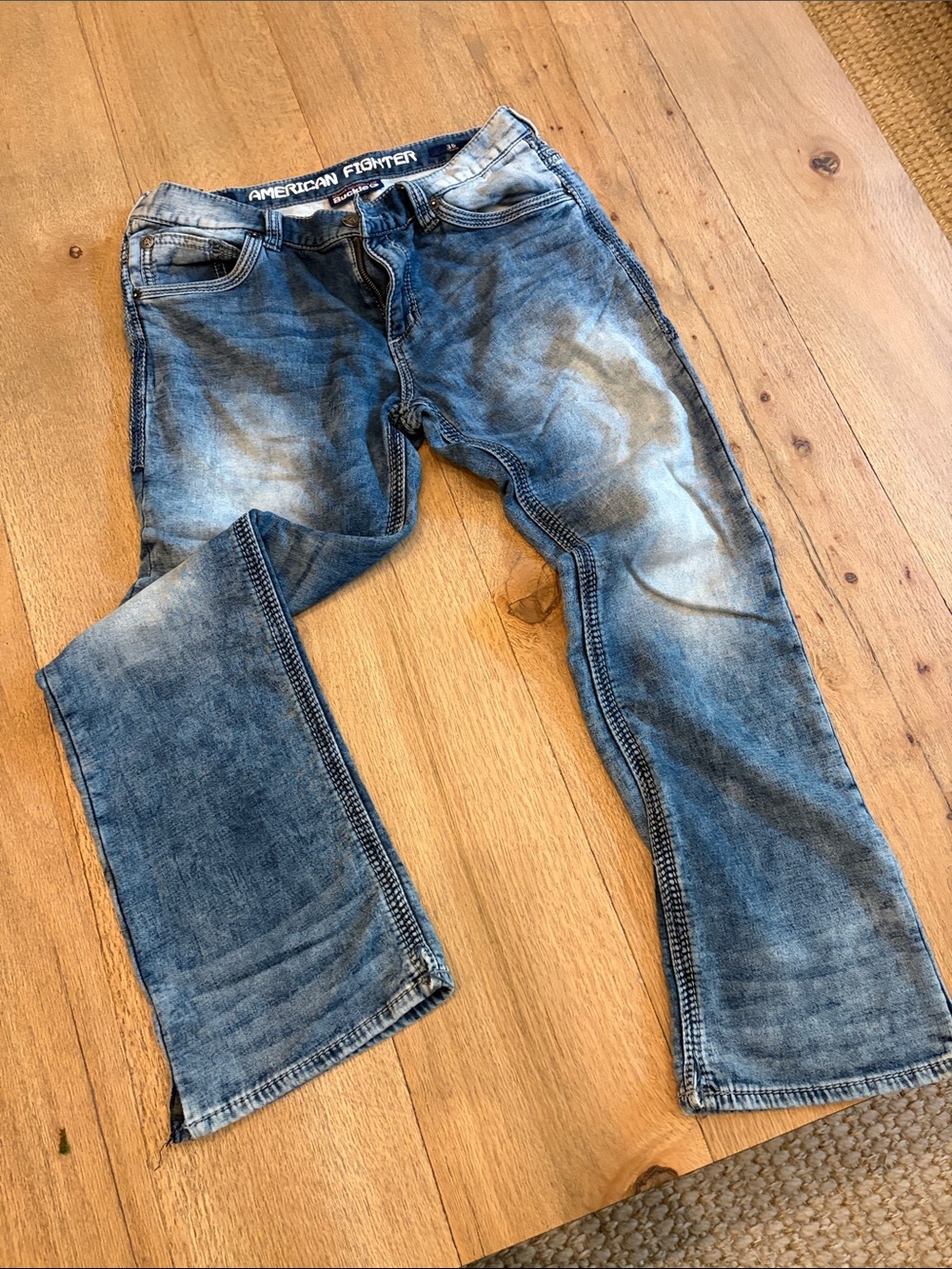 American Fighter Light Blue Washed Bootcut Jeans